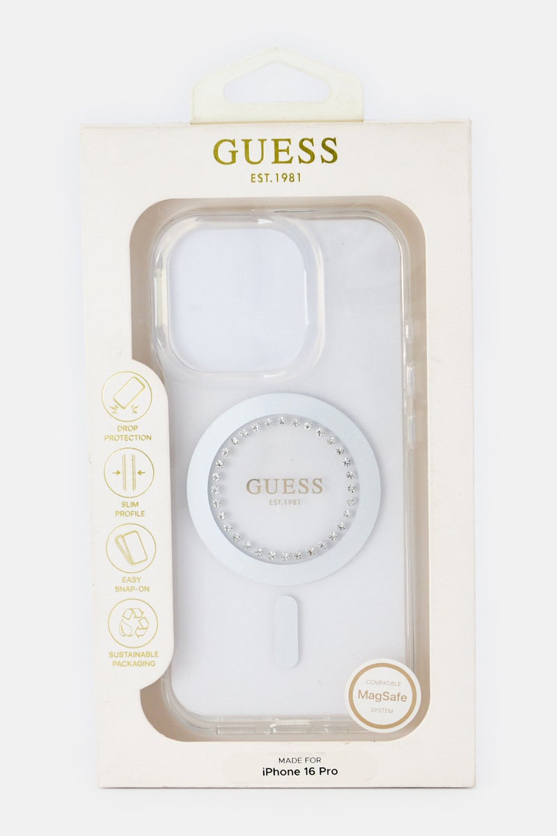 GUESS iPhone 16 Pro Magsafe Metallic Protective Case, Transparent - Image 2