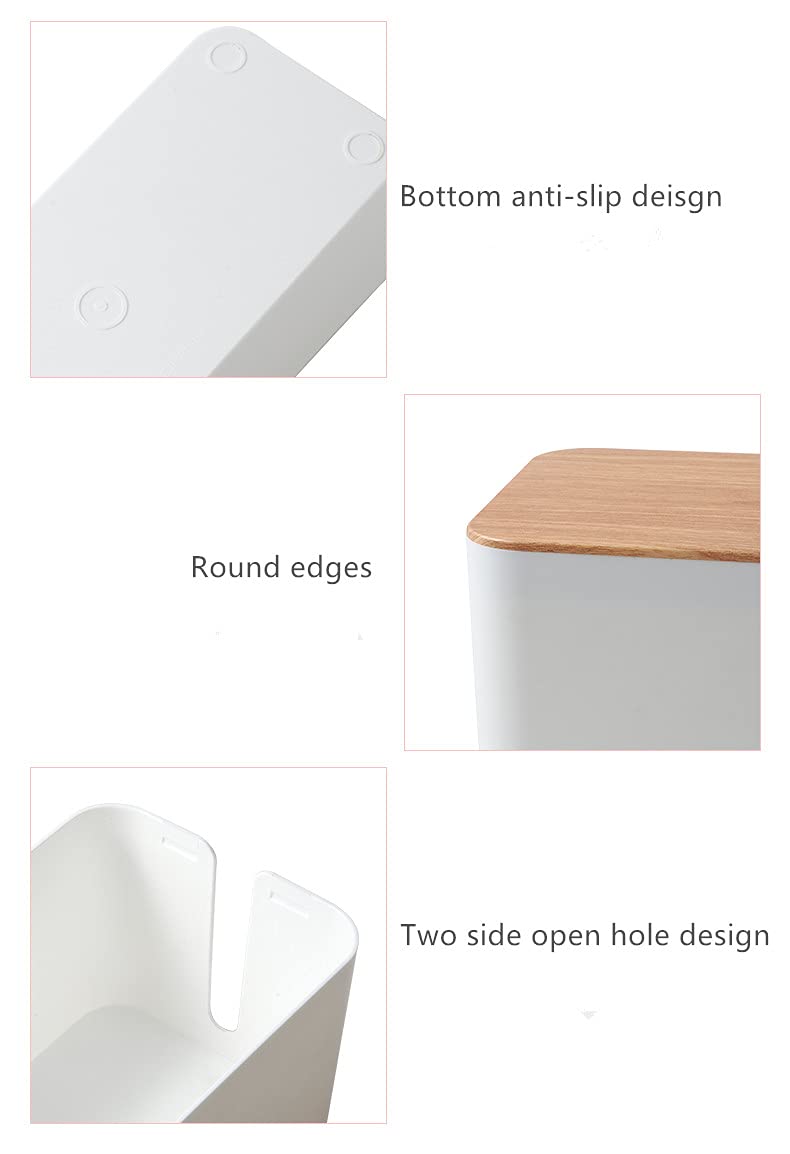 TIPAKKA Desk Organizer for Office Hone Work Place use Cable Wire Organizer 325 13 135 White Wooden Type lid Medium White - Image 5