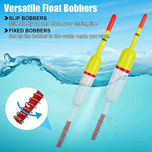 OROOTL Fishing Floats and Bobbers Wood Slip Bobbers for Fishing Balsa Floats Spring Slip Bobbers for Crappie Catfish Panfish Walleyes Fishing Tackle Accessories 10 Pack - Image 3