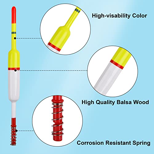 OROOTL Fishing Floats and Bobbers Wood Slip Bobbers for Fishing Balsa Floats Spring Slip Bobbers for Crappie Catfish Panfish Walleyes Fishing Tackle Accessories 10 Pack - Image 2