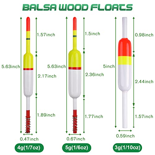 OROOTL Fishing Floats and Bobbers Wood Slip Bobbers for Fishing Balsa Floats Spring Slip Bobbers for Crappie Catfish Panfish Walleyes Fishing Tackle Accessories 10 Pack - Image 5