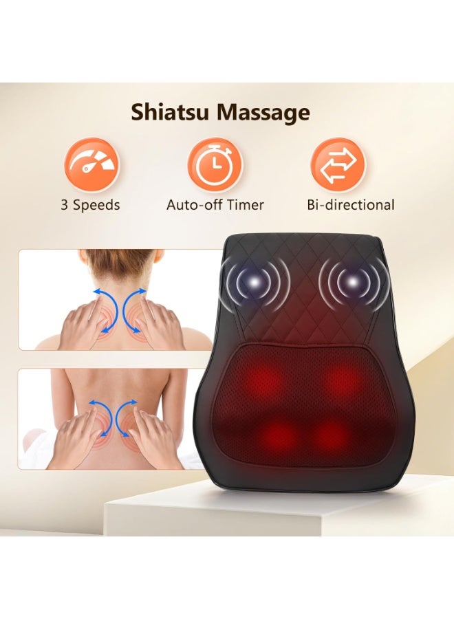 لويام مسالك الظهر مع وسادة تدليك العجن ثلاثية الأبعاد للحرارة للرقبة الخلفية الكتف تخفيف ألم الساق الأنسجة العميقة مثالية للمكتب المنزلي واستخدام السيارة - Image 3