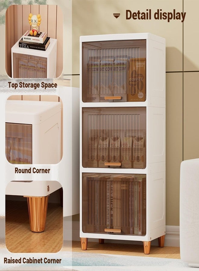 Riderev صندوق تخزين ملابس قابل للتكديس من Riderev SpaceOrganizer، سلال رفوف ملابس قابلة للطي، حاويات مكعبات قابلة للطي، للمكاتب وغرف النوم والحمامات (6 قطع - كبير، رف خزانة - (باب واحد شفاف)) - Image 3