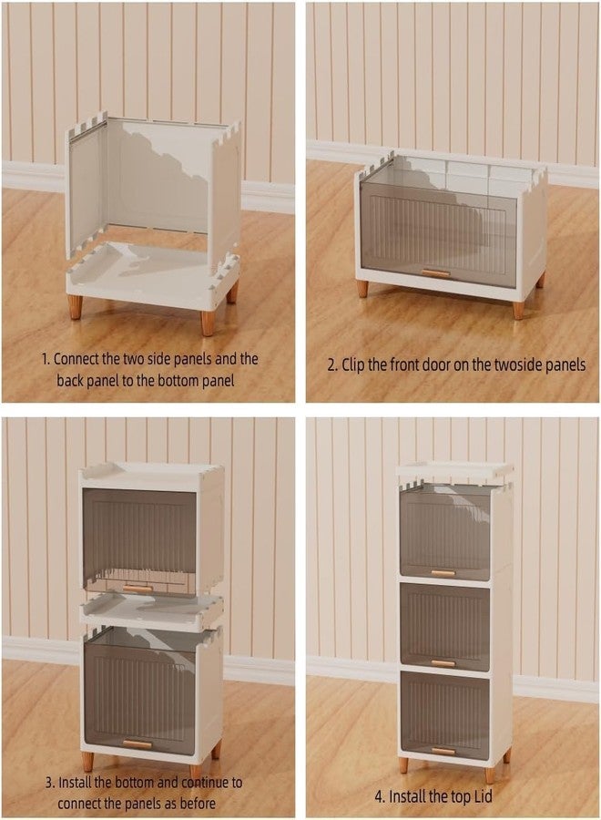 Riderev صندوق تخزين ملابس قابل للتكديس من Riderev SpaceOrganizer، سلال رفوف ملابس قابلة للطي، حاويات مكعبات قابلة للطي، للمكاتب وغرف النوم والحمامات (6 قطع - كبير، رف خزانة - (باب واحد شفاف)) - Image 4