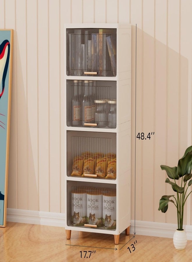 Riderev صندوق تخزين ملابس قابل للتكديس من Riderev SpaceOrganizer، سلال رفوف ملابس قابلة للطي، حاويات مكعبات قابلة للطي، للمكاتب وغرف النوم والحمامات (6 قطع - كبير، رف خزانة - (باب واحد شفاف)) - Image 2