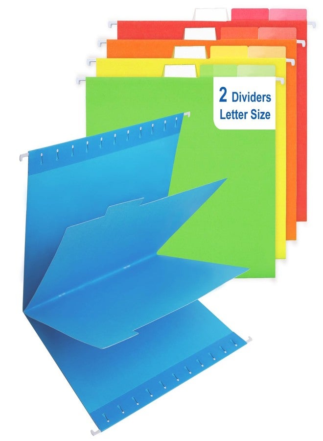 Goefun 20 Pack Classification Hanging File Folders Letter Size, Goefun Colored Classification Folders with 2 Dividers, 5 Color Assorted, Designed for Drawer, Cabinet, File Box, with 1/5-Cut Adjustable Tabs - Image 1