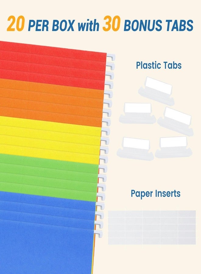 Goefun 20 Pack Classification Hanging File Folders Letter Size, Goefun Colored Classification Folders with 2 Dividers, 5 Color Assorted, Designed for Drawer, Cabinet, File Box, with 1/5-Cut Adjustable Tabs - Image 5