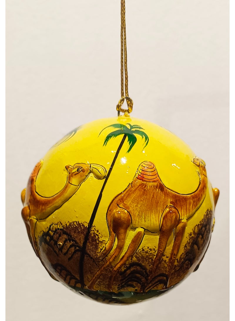 DECORATIVE PAPER MACHE HANGING BALL HANDMADE AND HANDPAINTED COLOR YELLOW-MIX SIZE 3 INCHES - Image 1