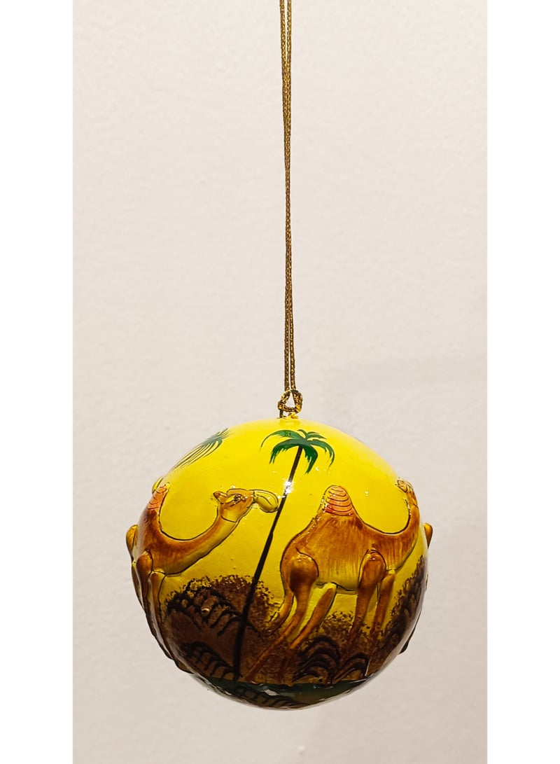 DECORATIVE PAPER MACHE HANGING BALL HANDMADE AND HANDPAINTED COLOR YELLOW-MIX SIZE 3 INCHES - Image 2