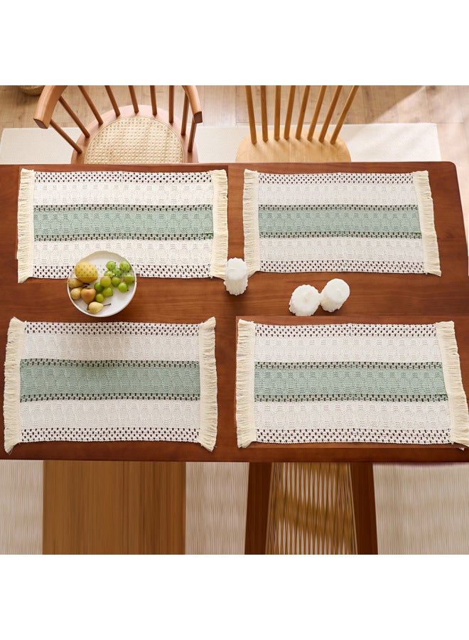 Western-style Cotton And Linen Placemat With Tassels, Couple's Date Ambiance Decoration, Dining Table Heat Insulation Mat, Nordic Style