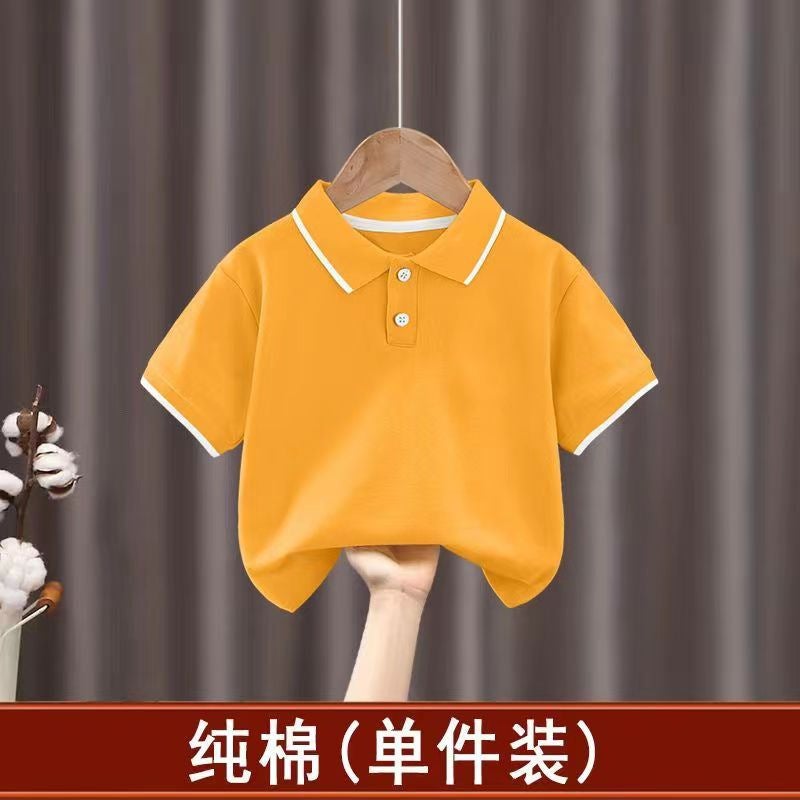 Children'S Wear Boy'S Cotton Short-Sleeved Polo Shirt 2024 Mid-Large Children'S Baby Half-Sleeved Children'S Breathable T-Shirt - Image 1
