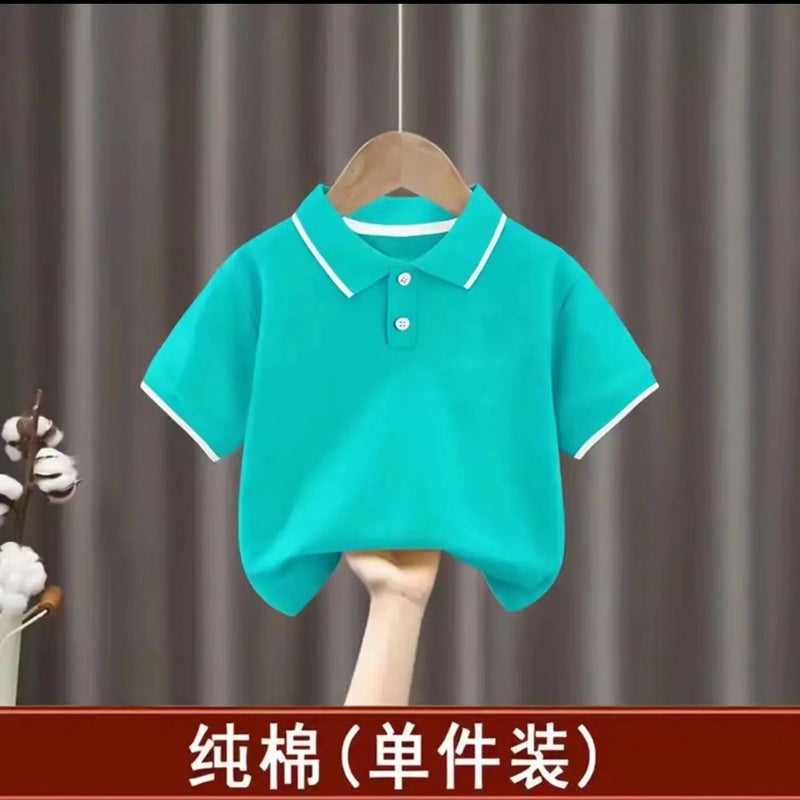 Children'S Wear Boy'S Cotton Short-Sleeved Polo Shirt 2024 Mid-Large Children'S Baby Half-Sleeved Children'S Breathable T-Shirt - Image 3