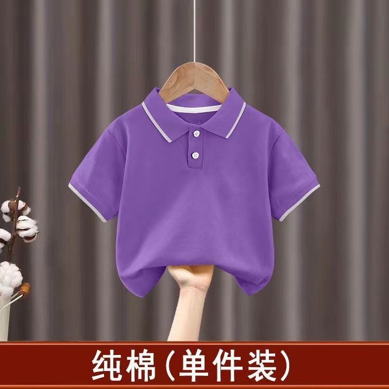 Children'S Wear Boy'S Cotton Short-Sleeved Polo Shirt 2024 Mid-Large Children'S Baby Half-Sleeved Children'S Breathable T-Shirt - Image 4