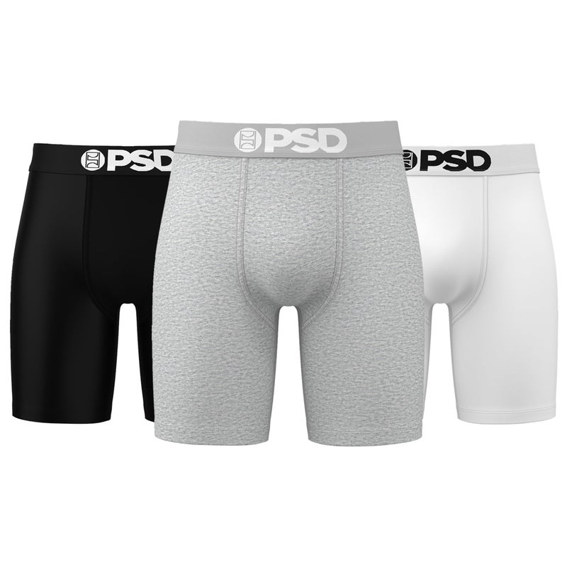 PSD Underwear Men's Neutrals Solid Cotton Boxer Brief 3 Pack, Multi, M - Image 1