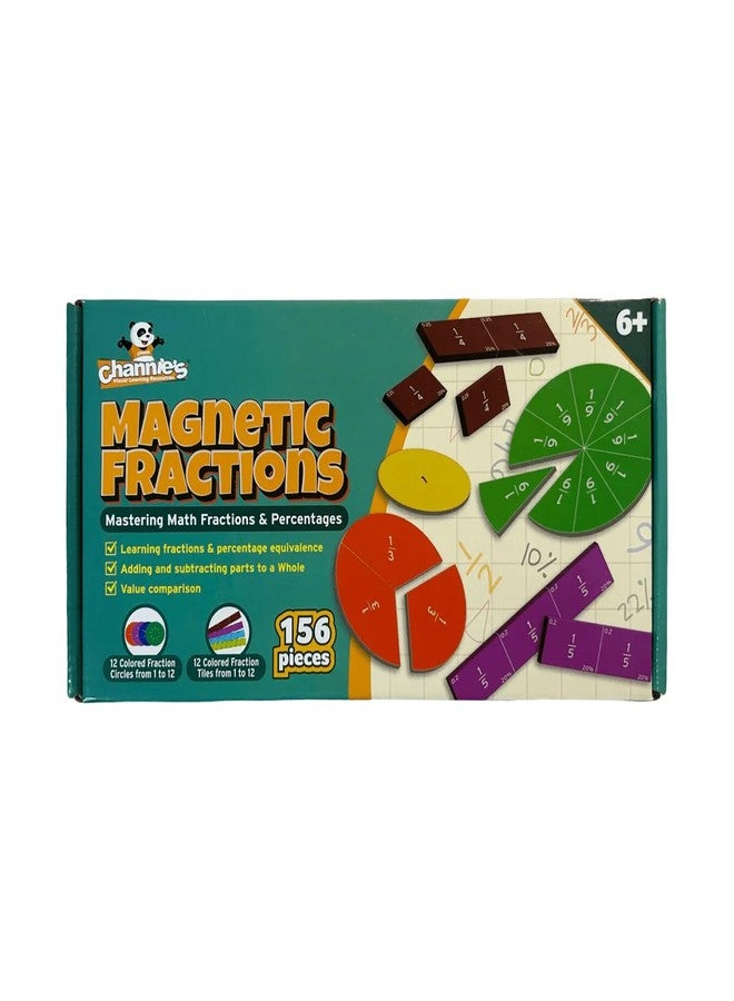Channie's Channie’s Magnetic Fraction Tiles Set, 156-Piece Hands-On Math Learning Tool for Kids, Visual Fraction Manipulatives for Whiteboards & Magnetic Surfaces, Homeschool & Classroom Educational Supplies - Image 1