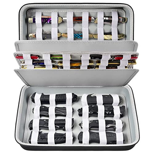 ALKOO Knife Display Case for 44 Pocket Knives, Portable Storage Organizer Box for Collectors, Large Carrying Holder for Folding EDC, Hunting & Camping Gears (Box Only) - Image 1