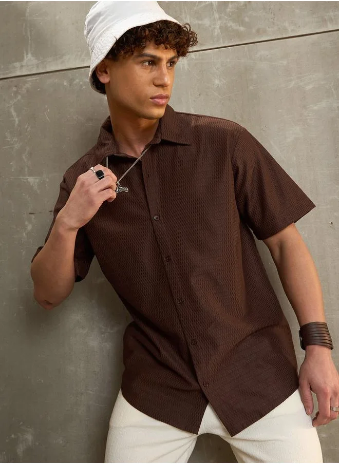 SASSAFRAS Sassafras Brown Relax Fit Short Sleeve Shirt