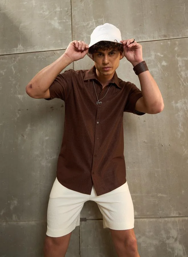 SASSAFRAS SASSAFRAS Brown Relax Fit Short Sleeve Shirt