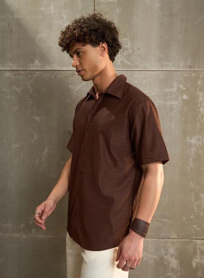 SASSAFRAS SASSAFRAS Brown Relax Fit Short Sleeve Shirt