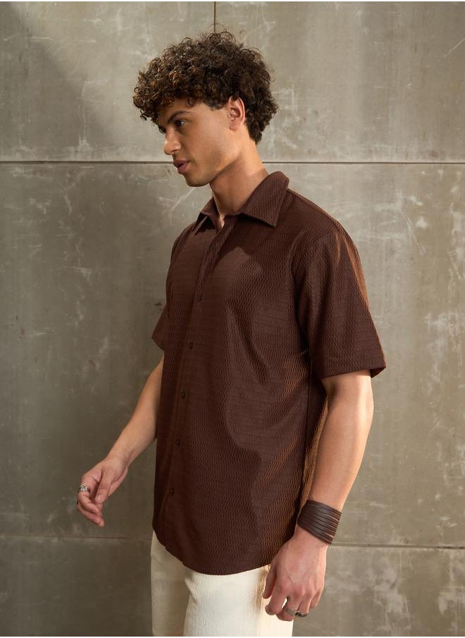 SASSAFRAS Sassafras Brown Relax Fit Short Sleeve Shirt  - Image 3