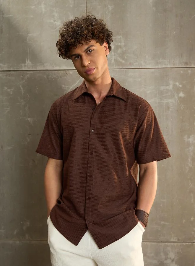 SASSAFRAS SASSAFRAS Brown Relax Fit Short Sleeve Shirt