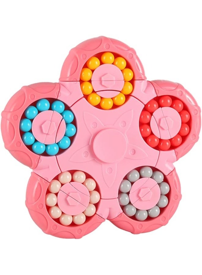 Pink Magic Bean Puzzle Toy, 2-in-1 Rotating Cube, suitable for children aged 3, 5-7, 8-12, teens, and adults. - Image 1