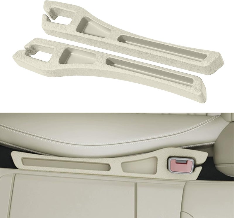 Alieemo Car Seat Gap Filler Organizer, 2PCS Multifunctional Vehicle Fill Gap Blocker with Storage Slot Between Seat & Console, Anti-Drop Auto Interior Organization, Universal Fit (Beige) - Image 1
