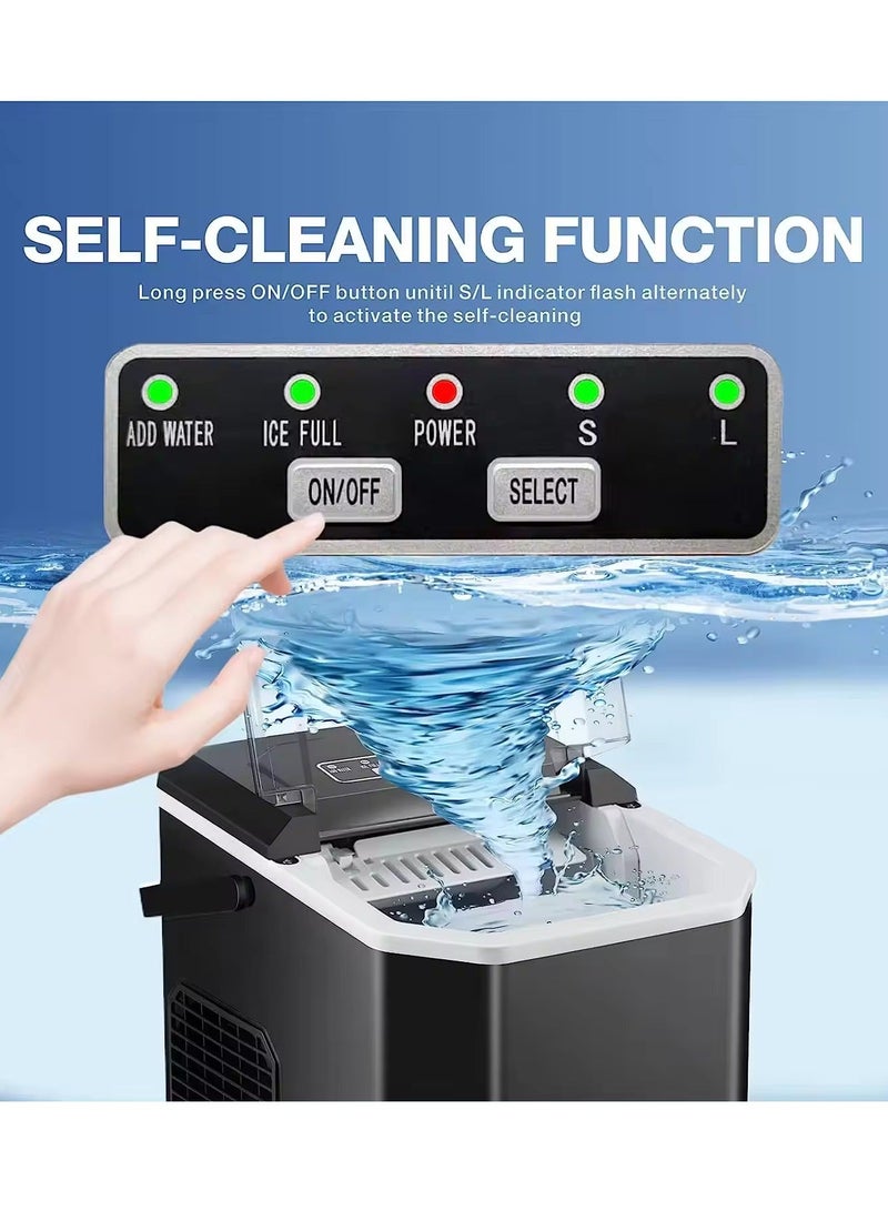 ET-LIFE Ice Maker Countertop, Self-Cleaning Ice Maker with Scoop and Basket, 9 Cubes in 6 Mins, 12Kg/24H, Portable Small Ice Machine with Scoop and Basket for Home kitchen Office Party - Image 3