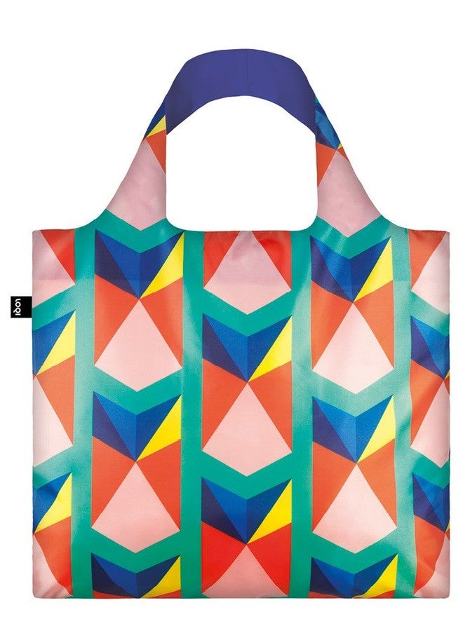 LOQI Geometric 2 Triangles Reusable Shopping Bag, Multicolor - Image 1