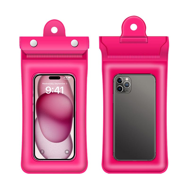 Printme Waterproof Mobile Pouch with Floating Airbags – Universal Waterproof Case for All Smartphones up to 7.2 Inch – IPX8 Dry Bag for Swimming, Beach, Rain – Touchscreen Friendly (Pink) - Image 1