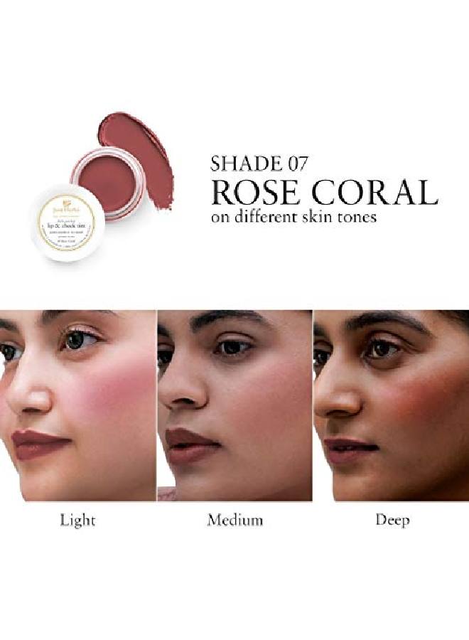 Just Herbs Ayurvedic Natural Lip Cheek Tint Blush For Women Sls Chemical Paraben Free 07 Rose Coral (Creamy Matte) - Image 4