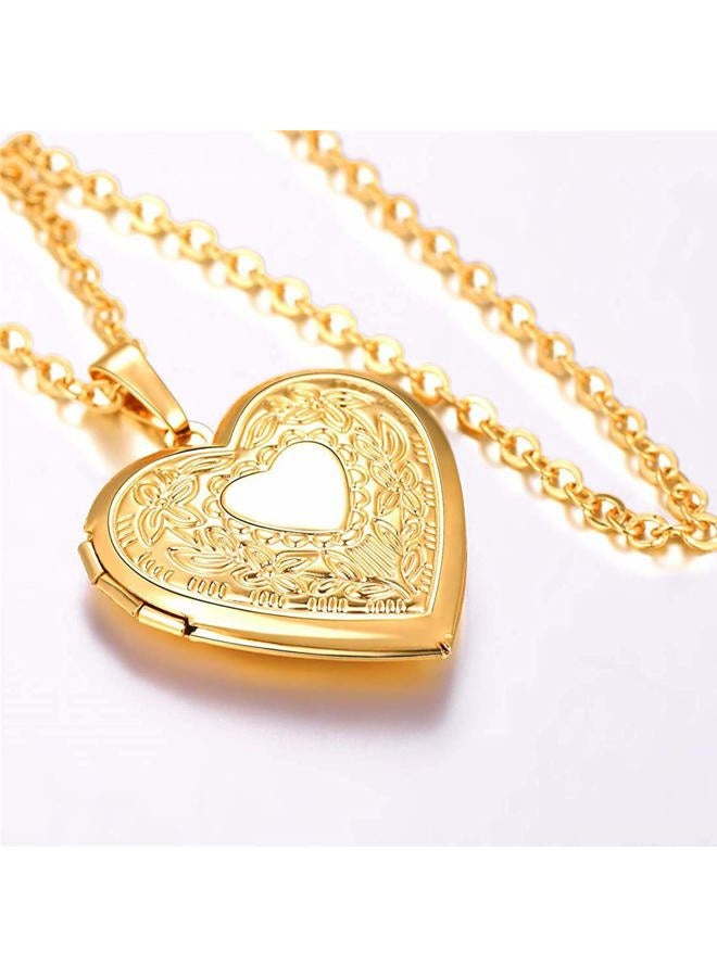 YOUFENG Oval Round Flower Locket Necklace that Holds Pictures Photo Locket Pendant Gifts for Women, Stainless Steel, Zircon - Image 3