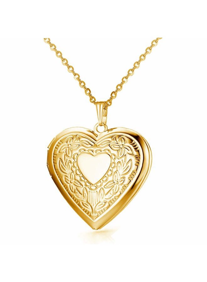 YOUFENG Oval Round Flower Locket Necklace that Holds Pictures Photo Locket Pendant Gifts for Women, Stainless Steel, Zircon - Image 1