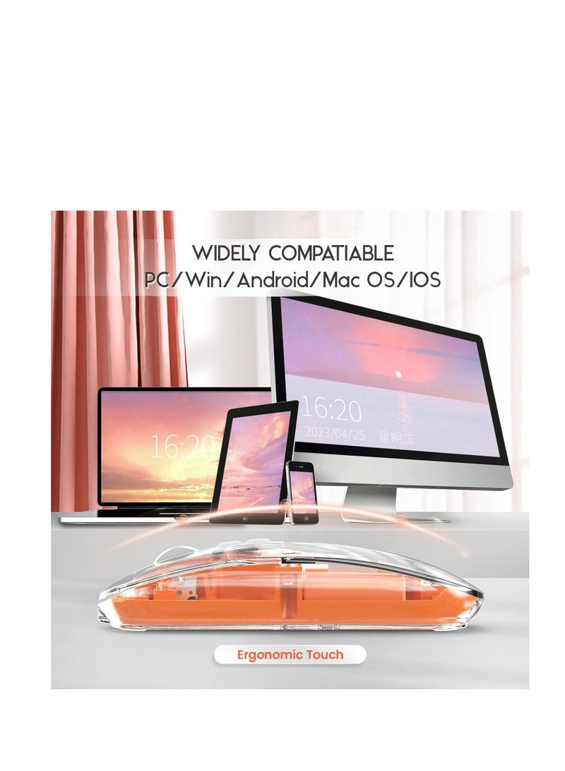 ORLENIC Wireless Transparent Gaming Mouse – Three-Mode Connection (Bluetooth + 2.4GHz), Rechargeable Crystal Mouse, Adjustable DPI, Silent Click, High-Performance Mouse for Laptop, PC & Gaming - Image 2