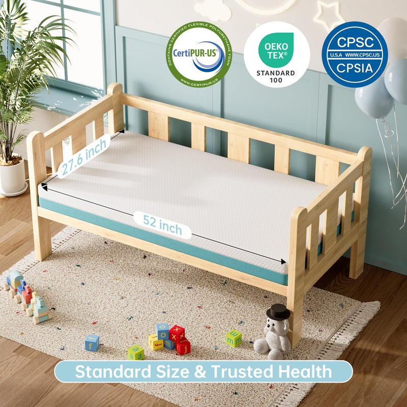 TeQsli Crib Mattress, Memory Foam Toddler Mattress with Breathable Washable Cover, Standard Size Baby Mattresses for Crib: 52 x 27.6 x 4.5 Inch - Image 5