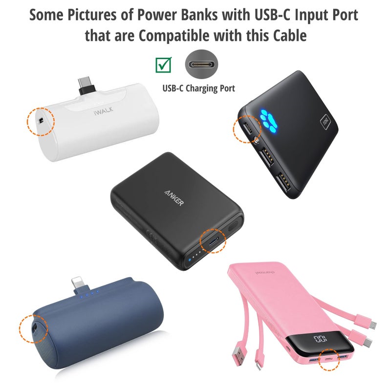 ienza USB C to USB C (Both Ends are USB-C) Charge Cable Cord Wire for Power Banks Designed for iWalk, Spigen PocketBoost, INIU, RAVPower, BONAI, Anker USB-C & Other Devices with USB Type C Port - Image 4