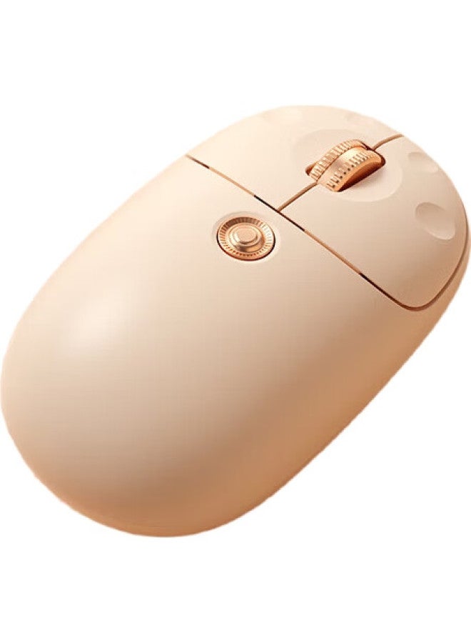 B.O.W Hangshi Md198L Wireless Bluetooth Dual-Mode Office Mouse, Rechargeable Ergonomic Mouse, Cute Cat Paw Creative Universal Mouse, Milk Tea Color - Image 1