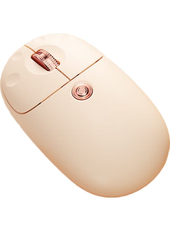B.O.W Hangshi Md198L Wireless Bluetooth Dual-Mode Office Mouse, Rechargeable Ergonomic Mouse, Cute Cat Paw Creative Universal Mouse, Milk Tea Color - Image 2