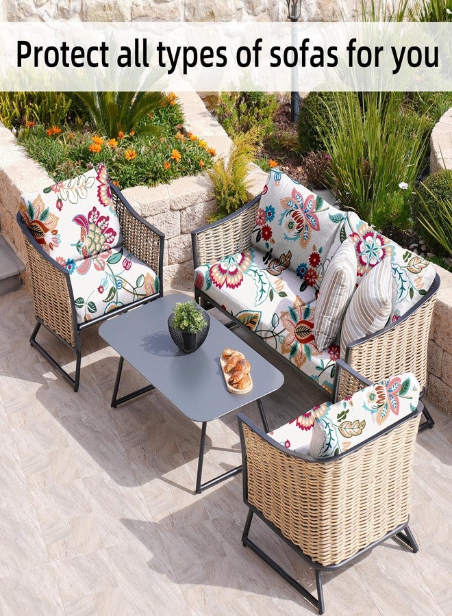 BIETYONE 8Pcs Stretch Patio Cushion Covers,Outdoor Couch Covers Replacement,Outdoor Couch & Sofa Slipcovers,for Patio Furniture Cushion Covers,Washable Reusable Furniture Protector (Vivid, Cover Only) - Image 4