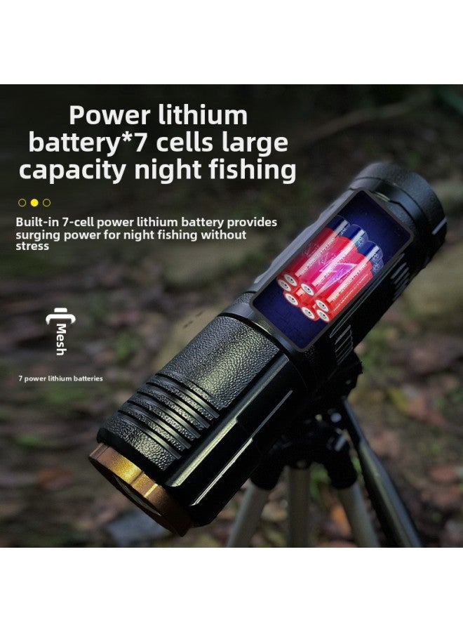 Halla Night Fishing Lamp Laser Fishing Lamp Strong Light Super Bright Long-range Yellow Purple Blue Light High-power Black Pit Fishing-Color:HN-519 Fishing Lamp Single Lamp Fishing Box Bracket - Image 4