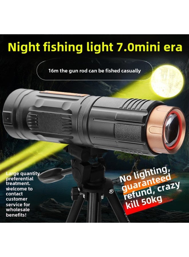 Halla Night Fishing Lamp Laser Fishing Lamp Strong Light Super Bright Long-range Yellow Purple Blue Light High-power Black Pit Fishing-Color:HN-519 Fishing Lamp Single Lamp Fishing Box Bracket - Image 2