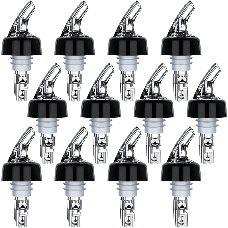 LINALL Automatic Measured Bottle Pourers Pack of 12 Liquor Bottle Pourers 1 oz (30 mL) Quick Shot Spirit Measure Wine Pourer Spouts Drinks Wine Cocktail Whiskey Dispenser Bartender Home Bar Tools (12pcs) - Image 1