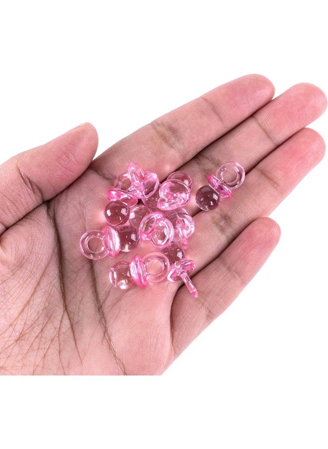 Super Z Outlet Super Z Outlet Mini Acrylic Baby Pacifiers for Baby Shower Decorations, Table Scatter, Party Favors, Games & Activities - 144 Pieces(Pink)  - Image 4