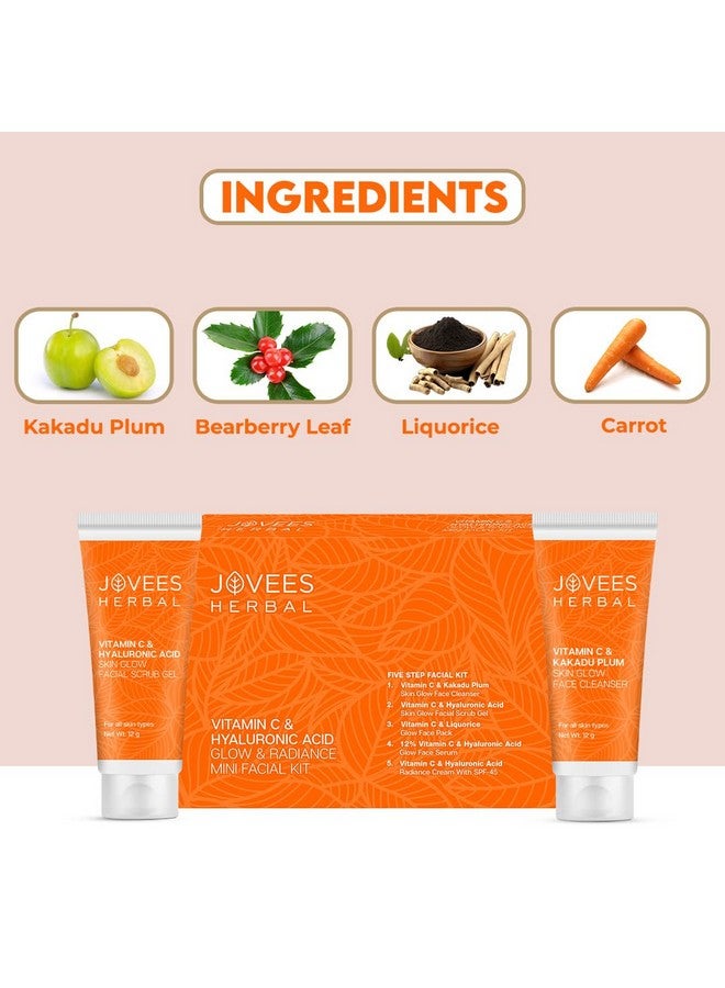 JOVEES HERBAL JOVEES SPF 45 All Herbal Vitamin C & Hyaluronic Acid Glow & Radiance Mini Facial Kit For Brighter & Glowing Skin | Kit For Improves Uneven Skin Tone, Fines Lines & Dullness 53g (Multiple use) - Image 5