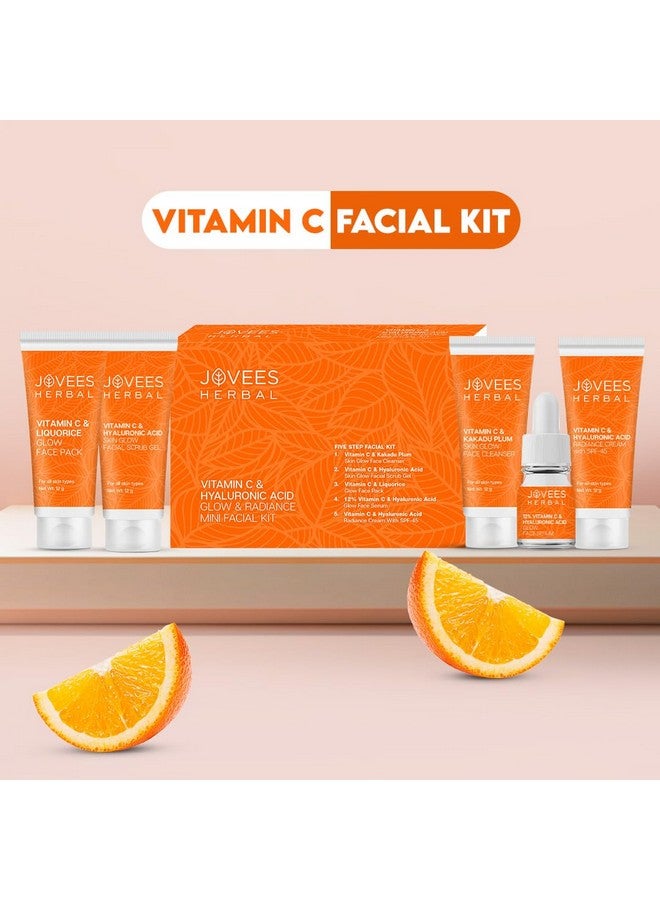 JOVEES HERBAL JOVEES SPF 45 All Herbal Vitamin C & Hyaluronic Acid Glow & Radiance Mini Facial Kit For Brighter & Glowing Skin | Kit For Improves Uneven Skin Tone, Fines Lines & Dullness 53g (Multiple use) - Image 3