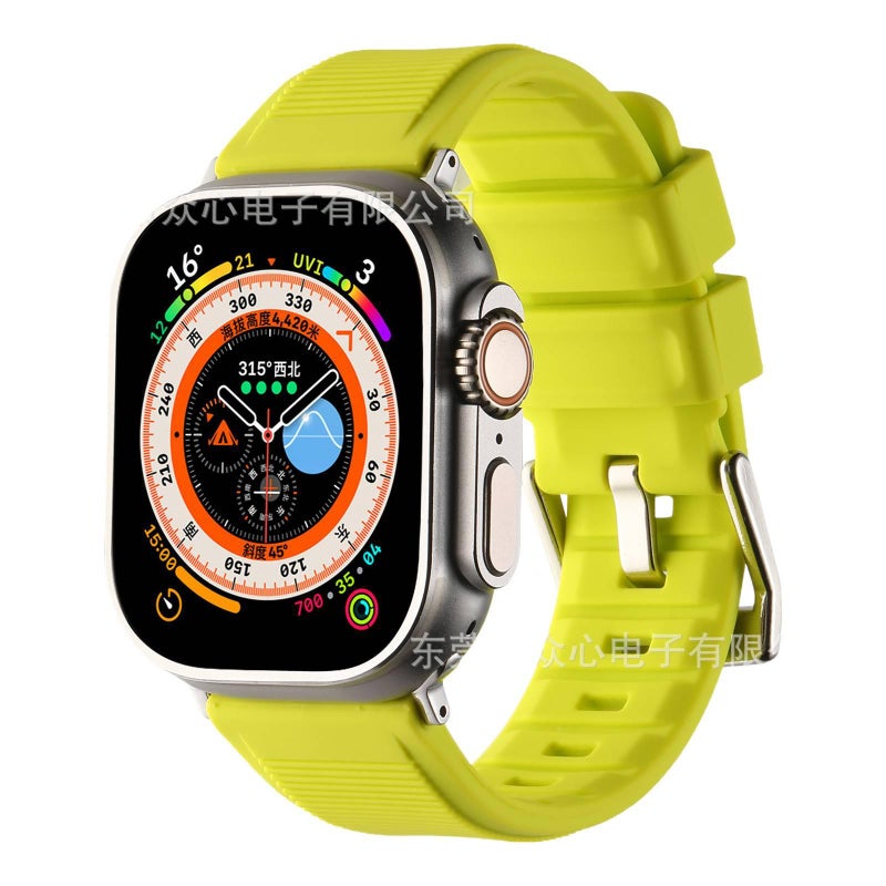 سوار ساعة ذكية سوار رياضي من السيليكون متوافق مع Apple Watch 42/44/45/49mm بملاءمة قابلة للتعديل وحزام بديل باللون أبيض قابل للتعديل - Image 5