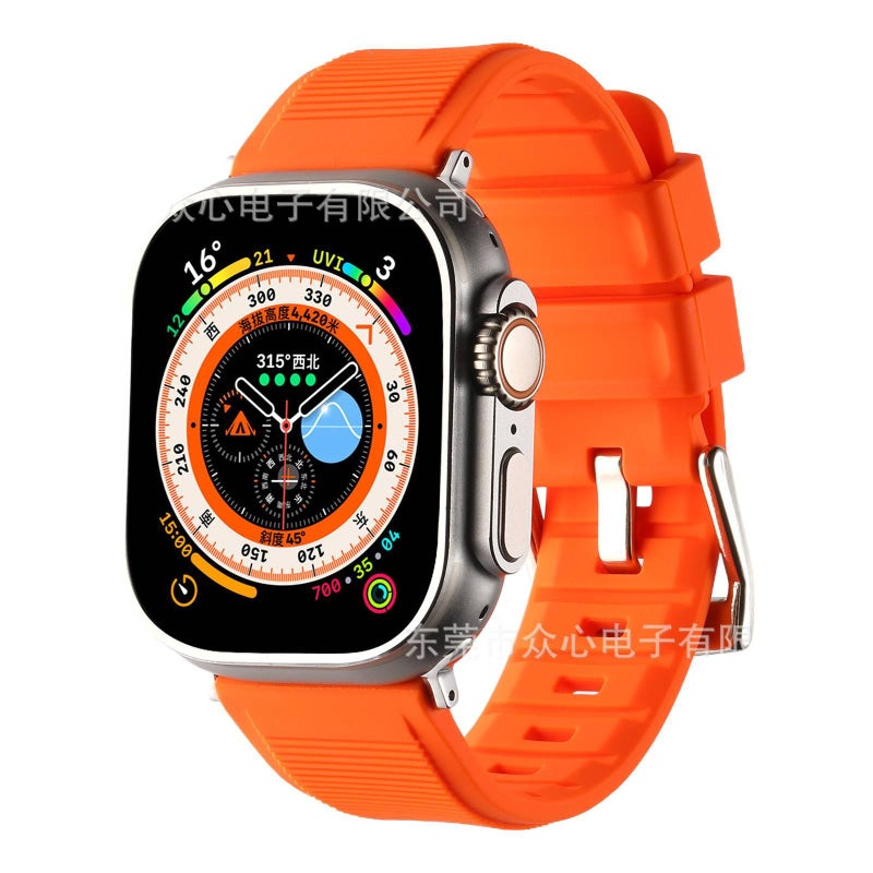 سوار ساعة ذكية سوار رياضي من السيليكون متوافق مع Apple Watch 42/44/45/49mm بملاءمة قابلة للتعديل وحزام بديل باللون أبيض قابل للتعديل - Image 3
