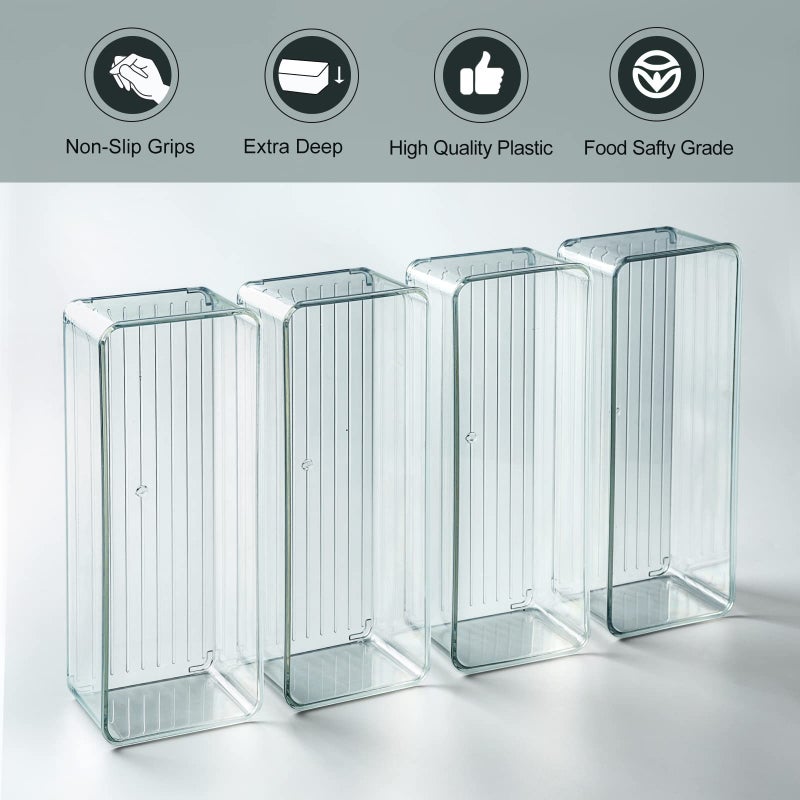 Hudgan 8 Pack Clear Plastic Drawer Organizer Bins Set  Stackable Cutlery Storage Bins Trays For Organizing Kitchen Supplies  Bathroom Supplies  Office Supplies  Crafts  Gadgets  Cabinet Supplies - Image 5