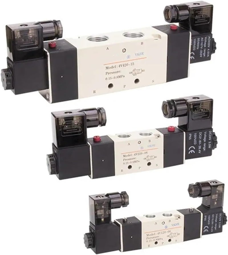4V130C/E/P-06 DC24V AC220V صمام كهرومغناطيسي بخمسة منافذ وثلاثة أوضاع (4V130P-06 AC220V) - Image 1
