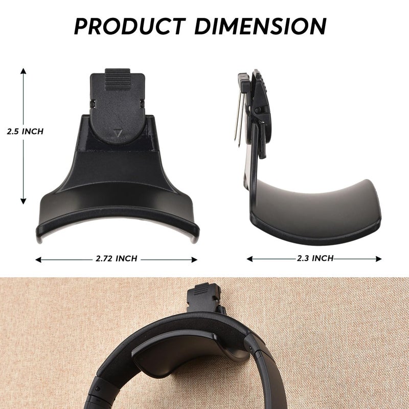 onsogi Fabric Wall Headphone Stand for Office, Cubicle Headphone Holder for Work Decor, Space-Saving Hanger Cubicle Accessories for Women Men Desk Organizer, Black (1 Pack) - Image 2
